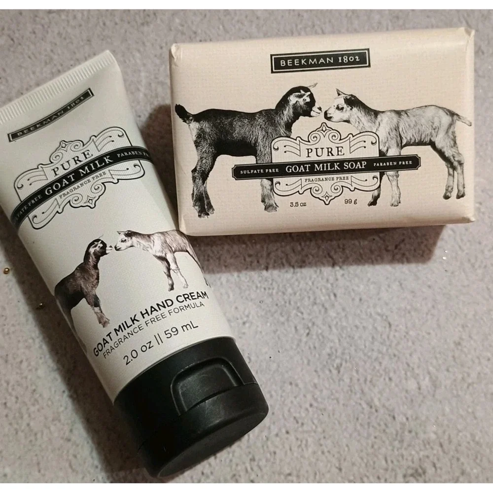 Beekman 1802 Pure Goat Milk‎ Hand Cream 2 oz, & Bar Soap Fragrance Free New